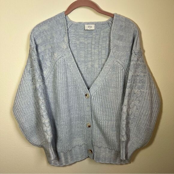 ✨ Common Threads Women’s Light Blue Cardigan Sweater Large Petite - Picture 1 of 10